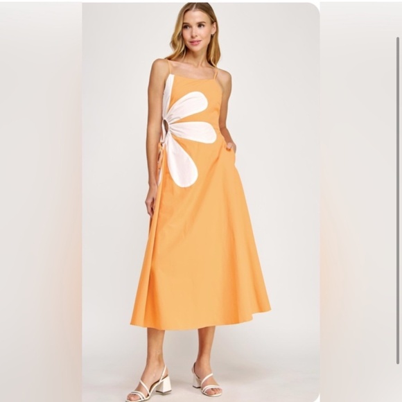 Strut & Bolt Dresses & Skirts - 907. The Daisy Cutout Orange Floral Midi Dress